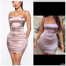 Fashion Nova Satin Mini Dress Small Mauve 