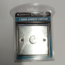 Philex Victorian Brushed Steel Rotary Dimmer Switch 1G 1 Way 250W 240V