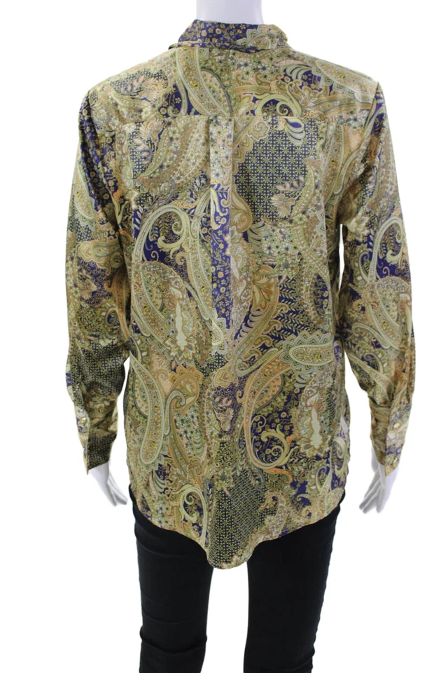 Camisa Insight Para Mujer Estampado Paisley Cuello Manga Larga Con Botones Dorada Talla S Foto 4 de 4