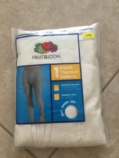 NEW Vintage Fruit of the Loom Natural Men's Thermal Underwear Bottom Large