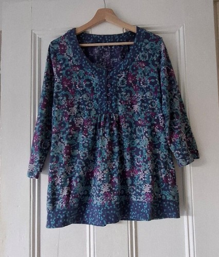 Ladies DASH Blue Floral Print Tunic Top EU 42 UK 14 - Picture 1 of 4