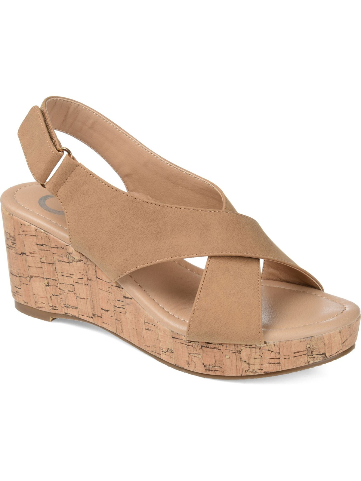 JOURNEE COLLECTION Womens Beige Jenice Round Toe Wedge Slingback Sandal 7.5 M