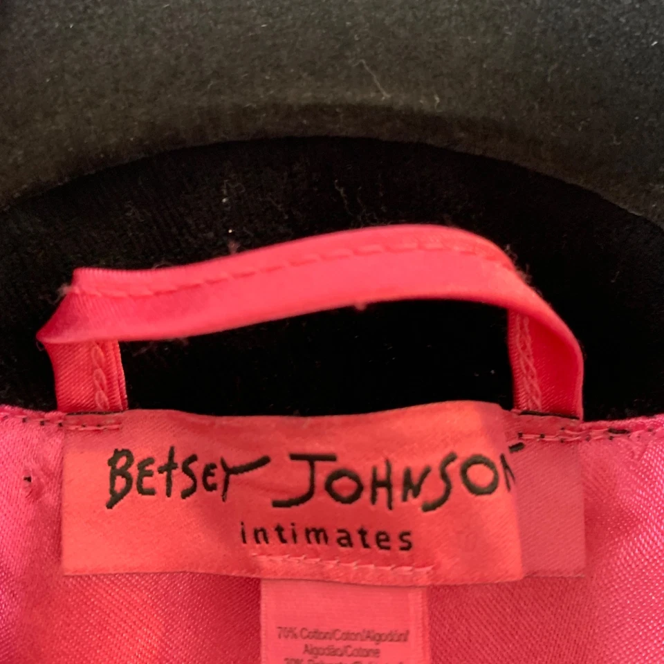 Bata Corta Betsey Johnson Terciopelo Negro Talla Mediana Rosa Satén Manga Campana Bruja Foto 3 de 4