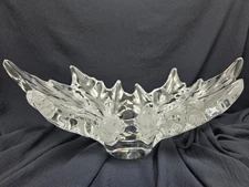 Lalique France CHAMPS ELYSEES  Frosted Leaf Crystal Centerpiece Bowl  18x9.5" Lg