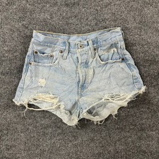 Levi's Denim Shorts Womens Size 25 Light Wash Distressed Cut Off 501 Original