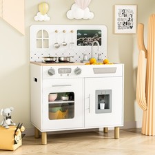 Kids Kitchen Playset, Wooden Pretend Play Kitchen for Toddlers Ages 3-8, Gifts