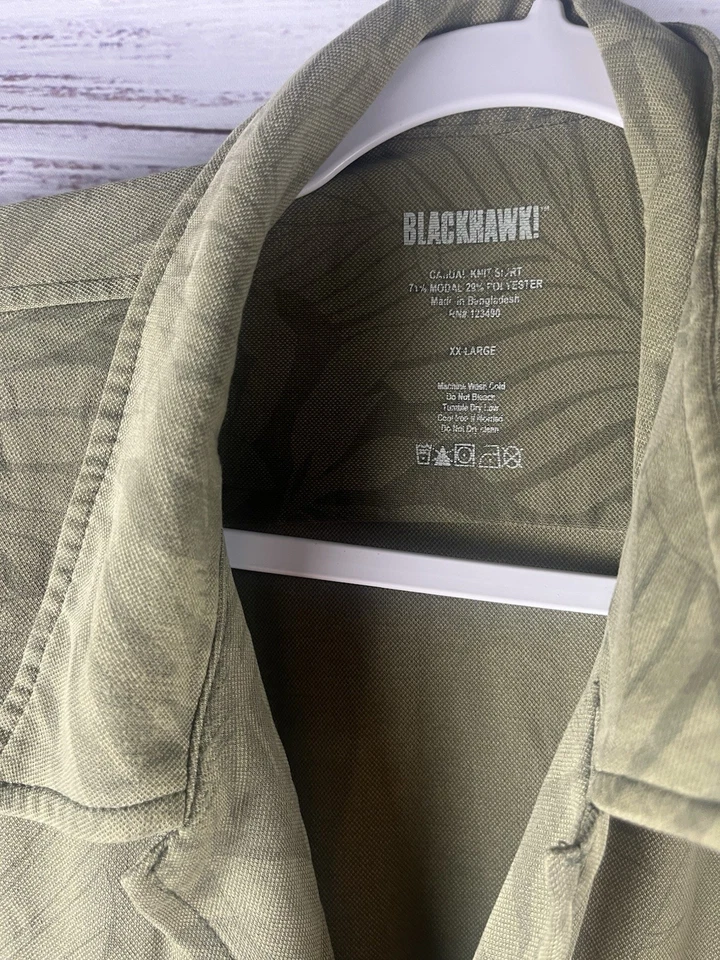 Blackhawk Polo Shirt Mens Size 2XL Green Palm Tropical Short Sleeve Button Up - Image 3 of 4