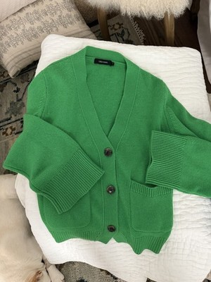 Lisa Yang Cashmere Pocket Cardigan Green Sz 1