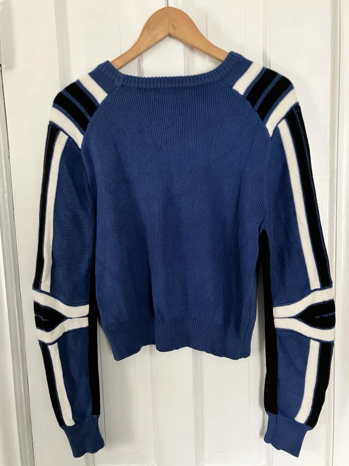 Suéter Rebecca Minkoff Azul con Rayas B&W Mangas Largas Talla L Foto 4 de 4