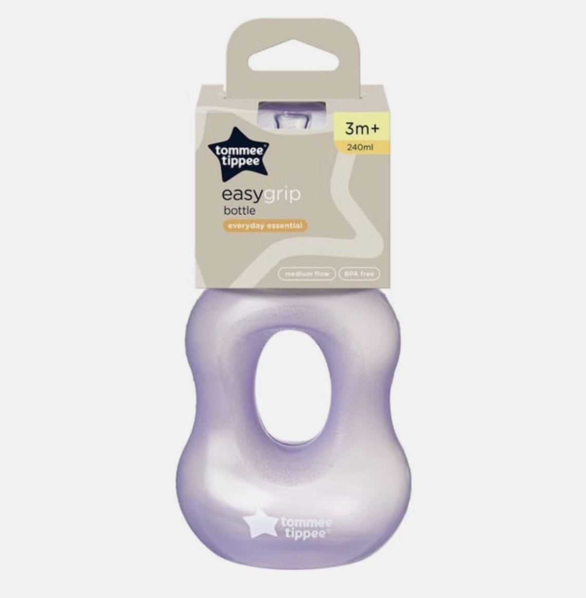 Tommee Tippee Essentials Easy-Grip Bottle 3M+ - 240ml - Purple - BRAND NEW