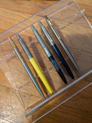 D3 vtg 5x Parker Ballpoint Pen Lot - Jotter - Calendar - Classic - 3 Brass Thrd