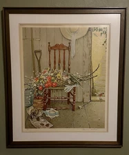 Signed Norman Rockwell Artist Proof Spring Flowers Collotype Print
