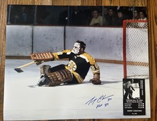 Gerry Cheevers Autographed 16x20 Photo Boston Bruins