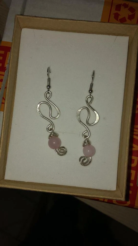 Orecchini argento 925 con pietra fatti a mano - Immagine 4 di 4