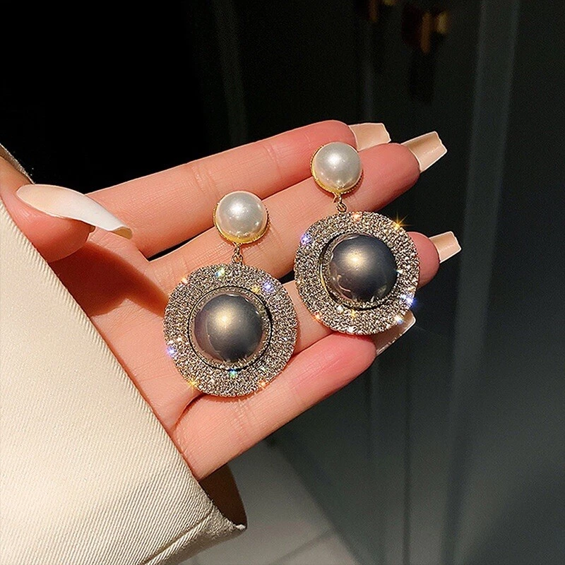 Gray Pearl Dangle Drop Earrings for Women Elegant Pearl Earrings Jewelry Gifts