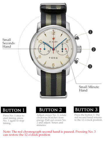 RED STAR 1963 SEAGULL ST1901 Chronograph Hand Wind Mechanic watch 42mm Swan Neck - Picture 3 of 37