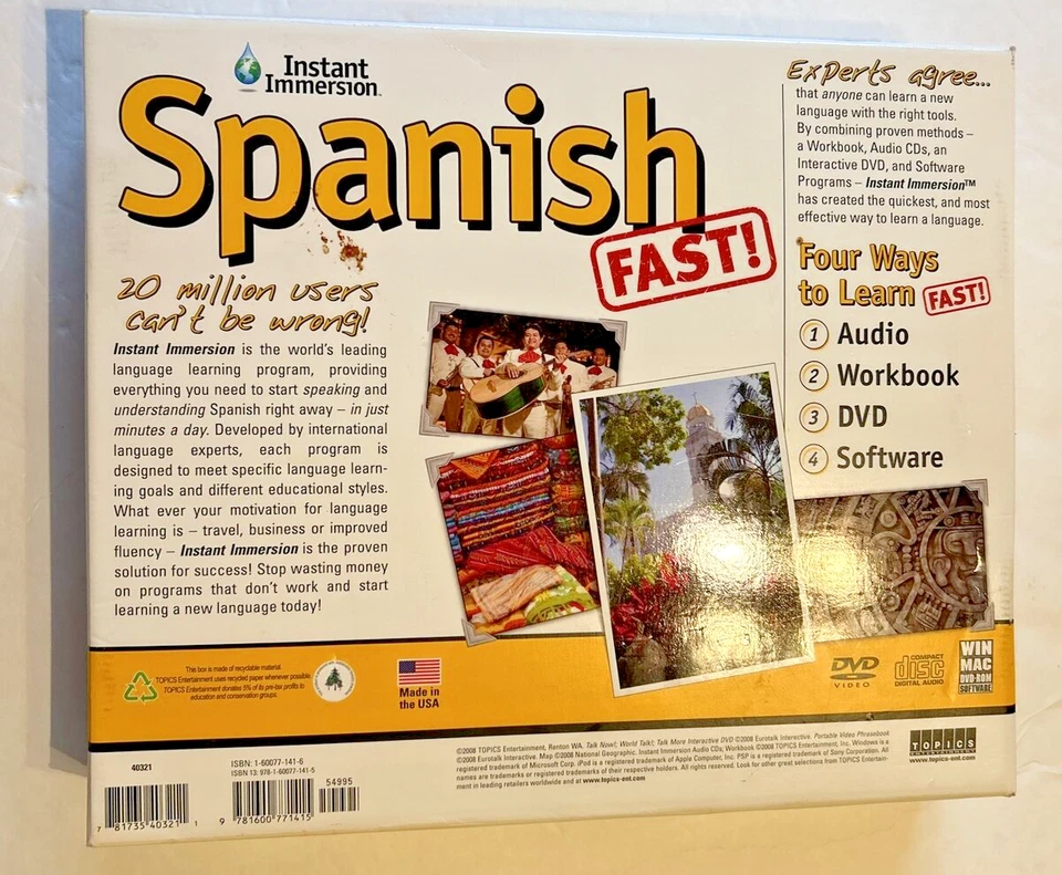 Instant Immersion Spanish FAST! (CD's, DVD, CD-ROM, Workbook, Map of Mexico) - Image 3 of 4