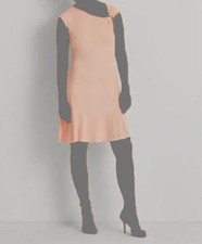 $125 Ralph Lauren Women's Pink Asymmetrical Shift Jersey Sheath Dress Size 18
