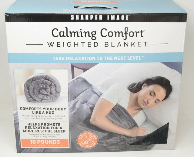 Calming Comfort Sharper Image Weighted Blanket 41" x 60" - Grey | eBay