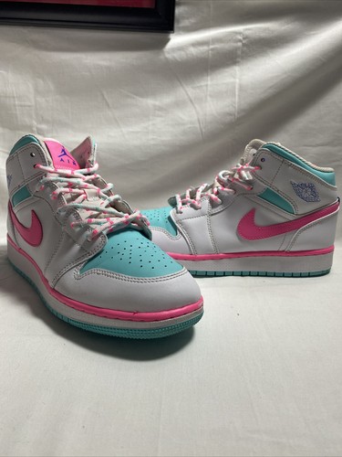 white pink green soar jordan 1 mids