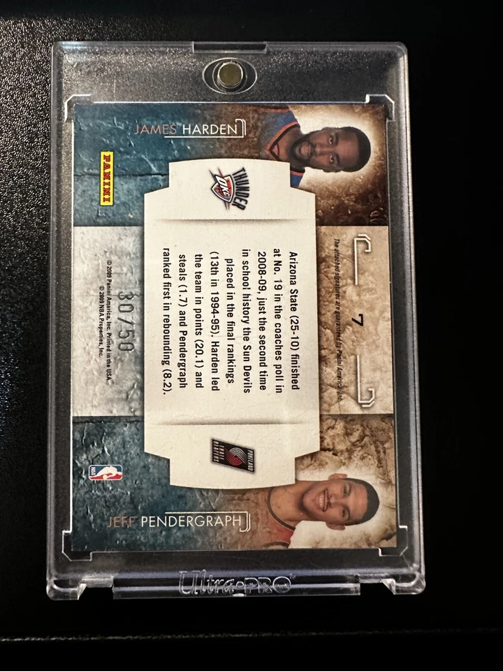 2009-10 Panini Studio Combos Rookie James Harden Auto #7.  SP #d 30/50 Thunder - Image 2 of 4