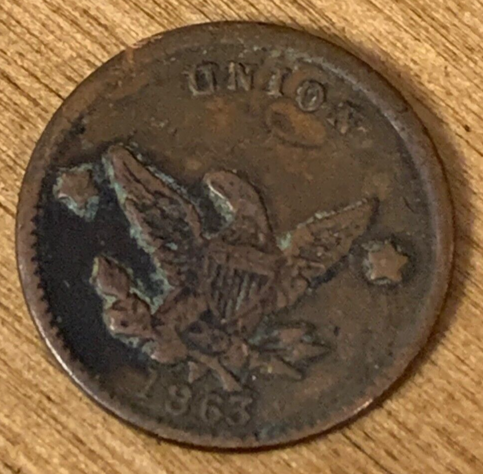 1863 D S BREWSTER DEALER IN BUTTER EGGS FREEPORT ILL Token coin A18