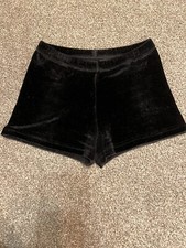 Girls Black Velvet Acro Or Gym Dance Shorts Age 9-10. I ❤️acro In Rhinestones