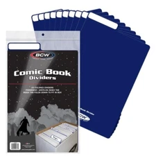 25 BCW Blue Comic Book Plastic Dividers With Folding Write On Tab Free Shipping