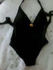 Cole of California Swimsuit SMALL Black V Neck  Halter 4 6 NWT