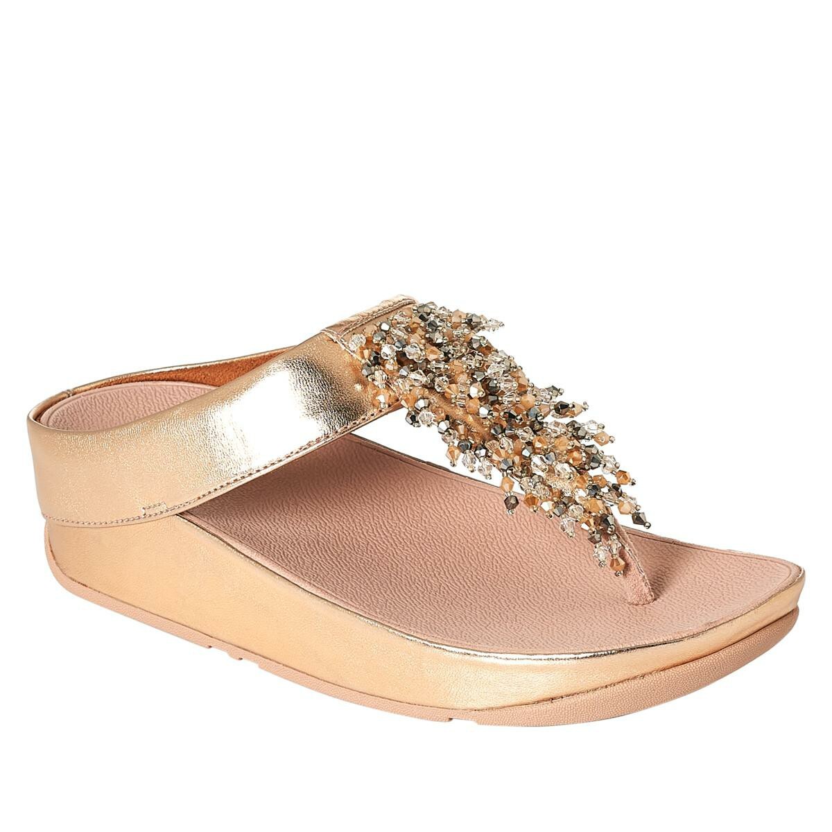 FitFlop Rumba Beaded Toe Post Sandal Rose Gold US 6.5 EUR 37.5 NIB