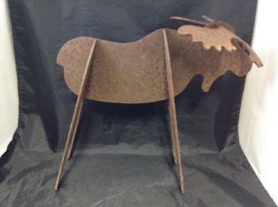 Moose Metal Sculpture Cut Iron Rustic Garden Home & Cabin Vintage Figurine Decor