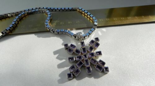 🌠SUPERIOR🌠 83g sterling silver 925 amethyst pendant full HM box chain necklace - Picture 12 of 12