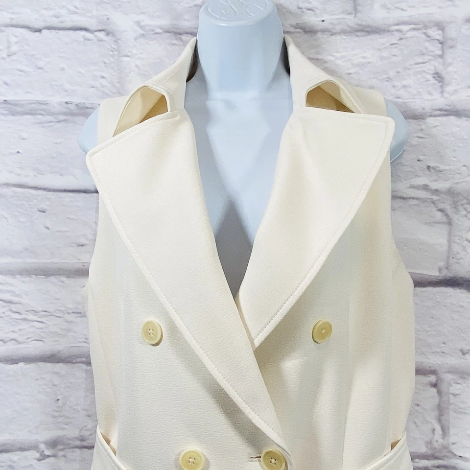 Anne Klein Vest Women’s 12 Off White Double Breasted Tie Front New - Image 2 of 4