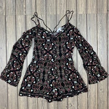 kendall & kylie womens small cold shoulder long sleeve romper bell sleeves