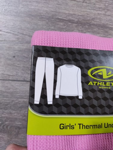 Athletic Works Thermal Underwear Kids 2XL 18 Pink Shirt Pant PJ Set - Picture 2 of 4