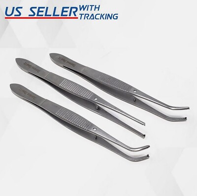 IRIS Eye Dressing Tissue Forceps 1x2 Teeth 4'' Surgical Tweezers Stainless Steel