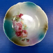 Berry Bowls Fruit Dessert Sauce Set of 6 Hand Painted Porcelain Roses Vintage