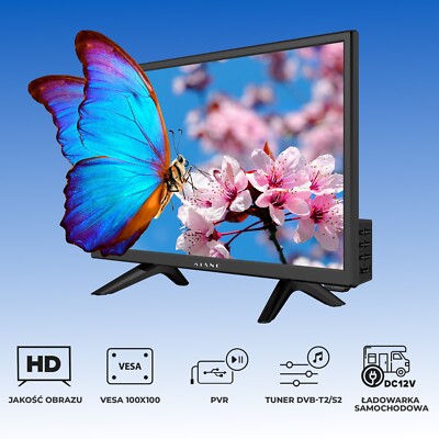 19'' Kiano Slim DVB-T2 LED TV USB HDMI HD Tragbar Schwarz, DVB-T2, HD-Display