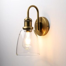 Vintage Industrial Gooseneck Wall Light Sconce Bell Glass Lampshade for Bedroom