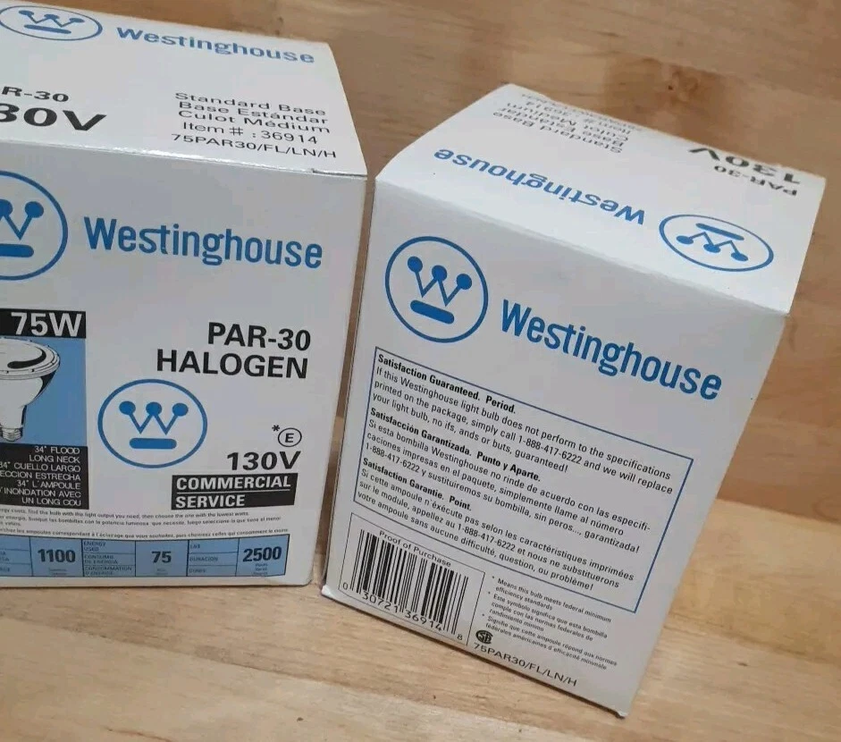 2CT:   WESTINGHOUSE 75WATT PAR-30  130V Flood LONG NECK BULB  COMMERCIAL SERVICE - Image 3 of 4