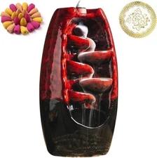 INONE Ceramic Incense Burner with 100 Upgraded Cones, Waterfall Backflow Incense