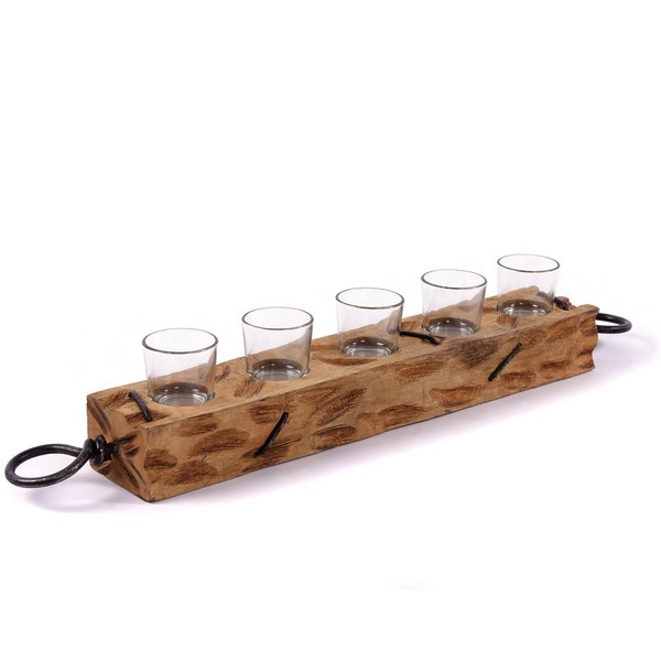 Teelicht Halter | Mangoholz | Rustikaler Kerzenhalter, Windlicht, Tischdeko Holz-image