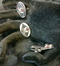 Juego De Colección De Gemelos Y Barra De Corbata Santuarios Masónicos Swank Plata