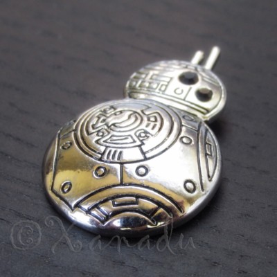 Star Wars BB-8 Robot 37mm Antiqued Silver Plated Pendant C8654 - 1, 2 Or 5PCs