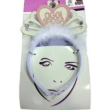 Frontino con coroncina scritta oggi sposa glitterata piume e velo