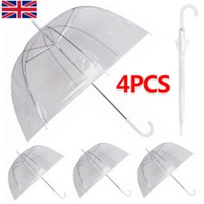 4X Large Clear Dome See Through Umbrellas Transparent Rain Windproof Brolly UK