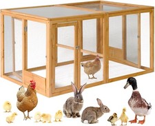 51'' Wooden Chicken Coop Hen House Chicken Run Portable Poultry Cage Hutch