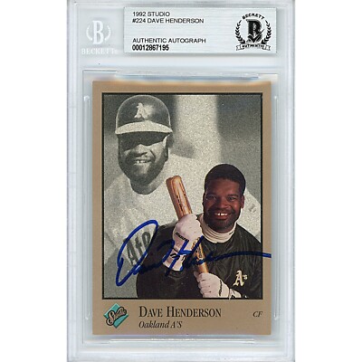 Dave Henderson Signed 1992 Studio #224 Athletics Beckett BAS Slabbed MLB Auto