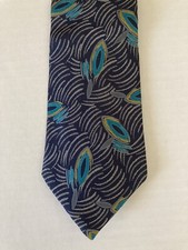 Surrey Men's Necktie Tie Silk Black Gray Teal Geometric Made in USA