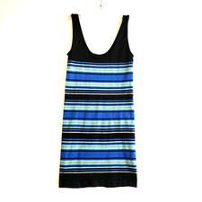 Poof Womens Size S Blue Black Sleeveless Tank Dress Striped Scoop Neck Stretch